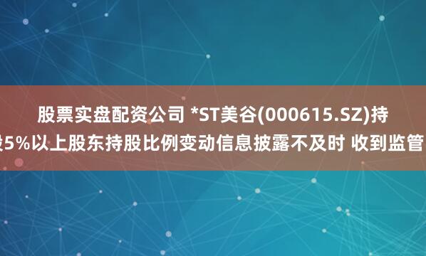 股票实盘配资公司 *ST美谷(000615.SZ)持股5%以上股东持股比例变动信息披露不及时 收到监管函